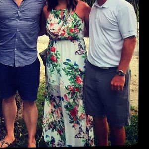 White floral multicolored maxi dress